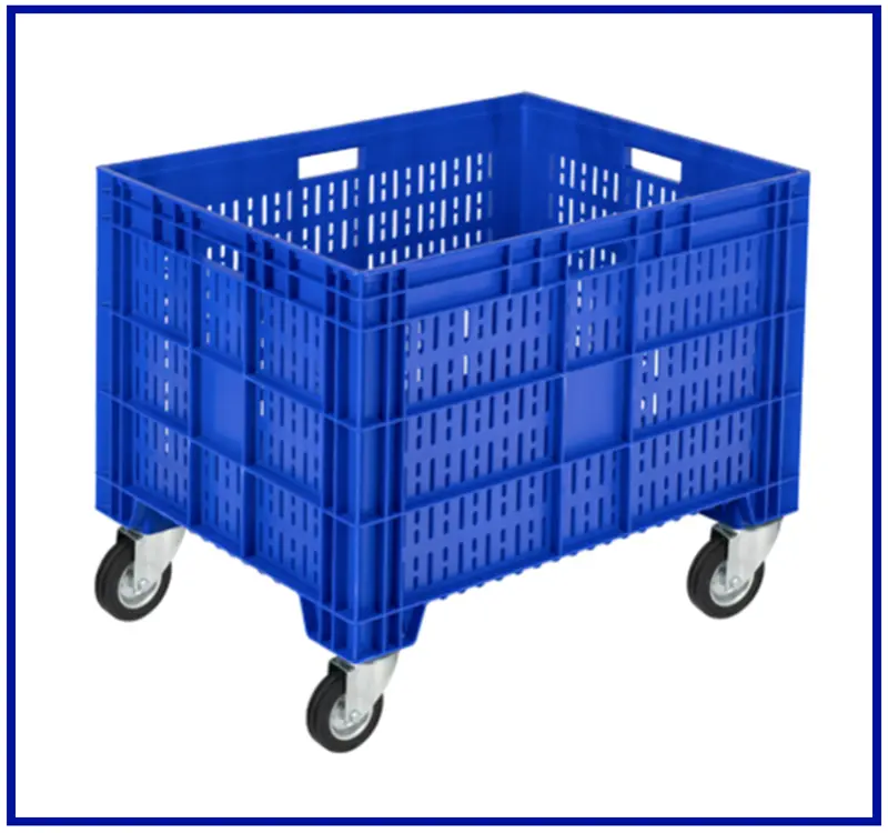 600x800x633 mm Delikli Tekerlekli Sebze Meyve Kasası | SM-8650 AT